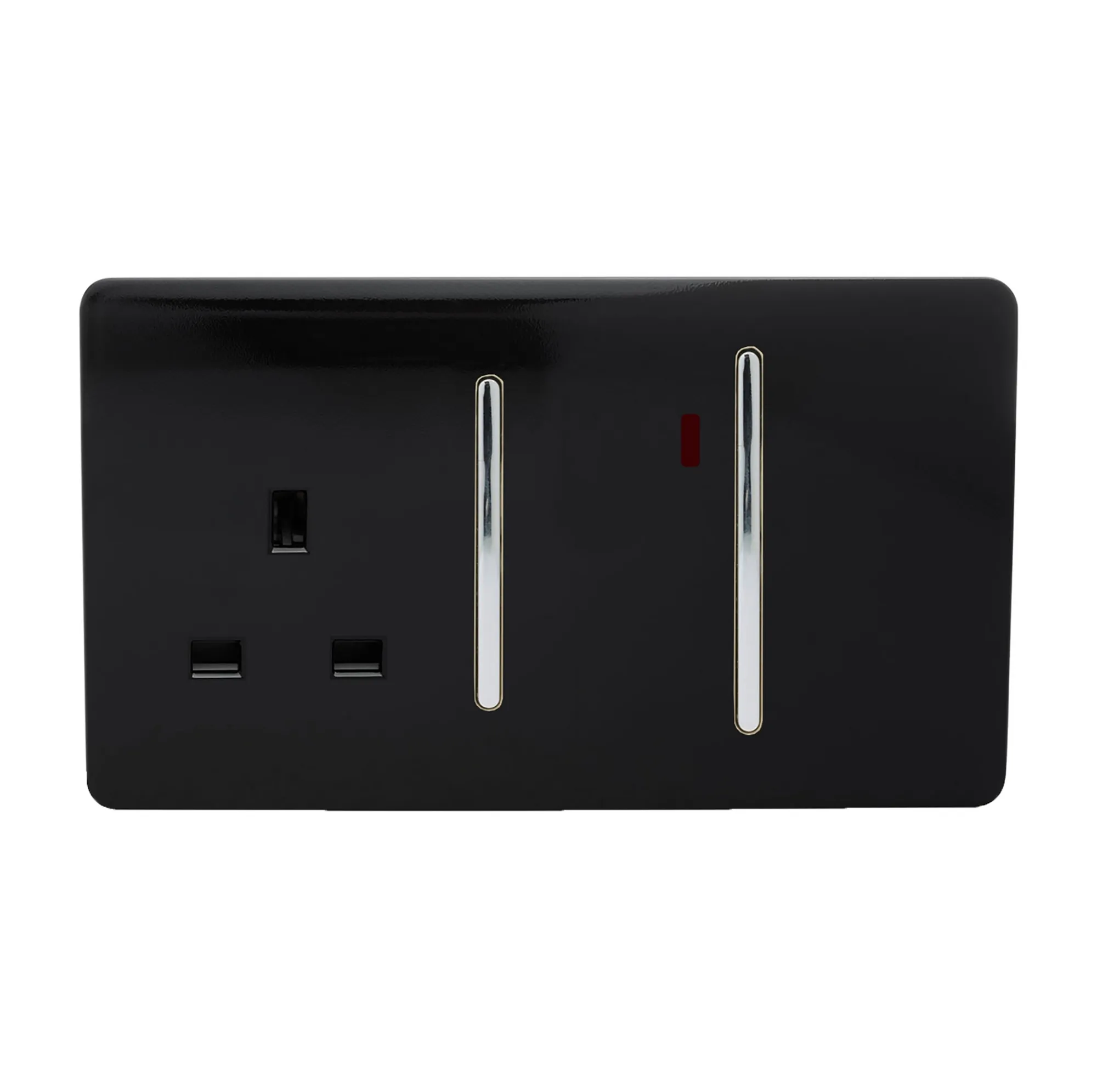 ART-WHS213BK  45A Double Pole Switch With Socket & Neon Gloss Black
